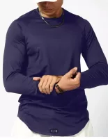 Men's Long Sleeve Deep Dark Purple Blue